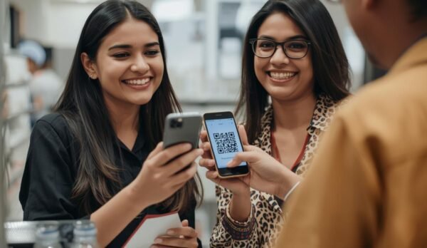 _Customer scanning qr code in mobile _Customer scanning qr code in mobile